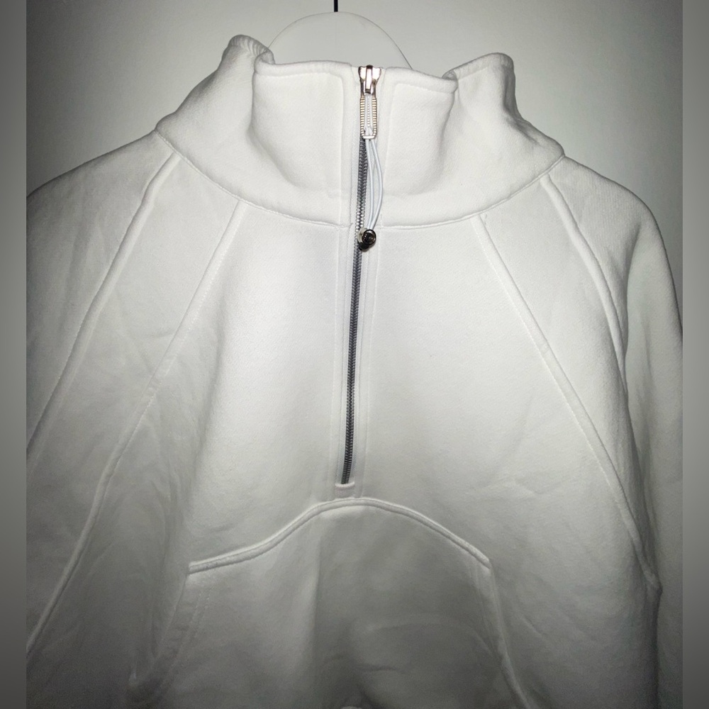 E FAN Women's White Oversized Half-Zip Cropped Pullover Sweatshirt XL - Picture 3 of 8
